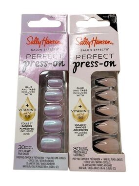 Sally Hansen Perfect Press-On Nails Lot French Twist Affair To Remember 2 Pack